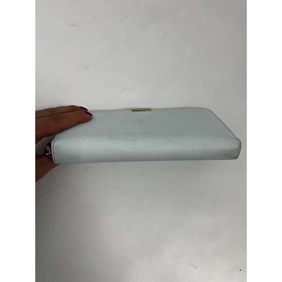 Kate Spade Zip Around Wallet Light Blue Leather Accessories Purse Designer Long - Picture 8 of 11